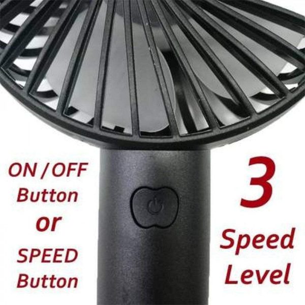 Portable USB Rechargeable Mini Cooling Fan – 3 Speed Handheld Electric Fan (Black)